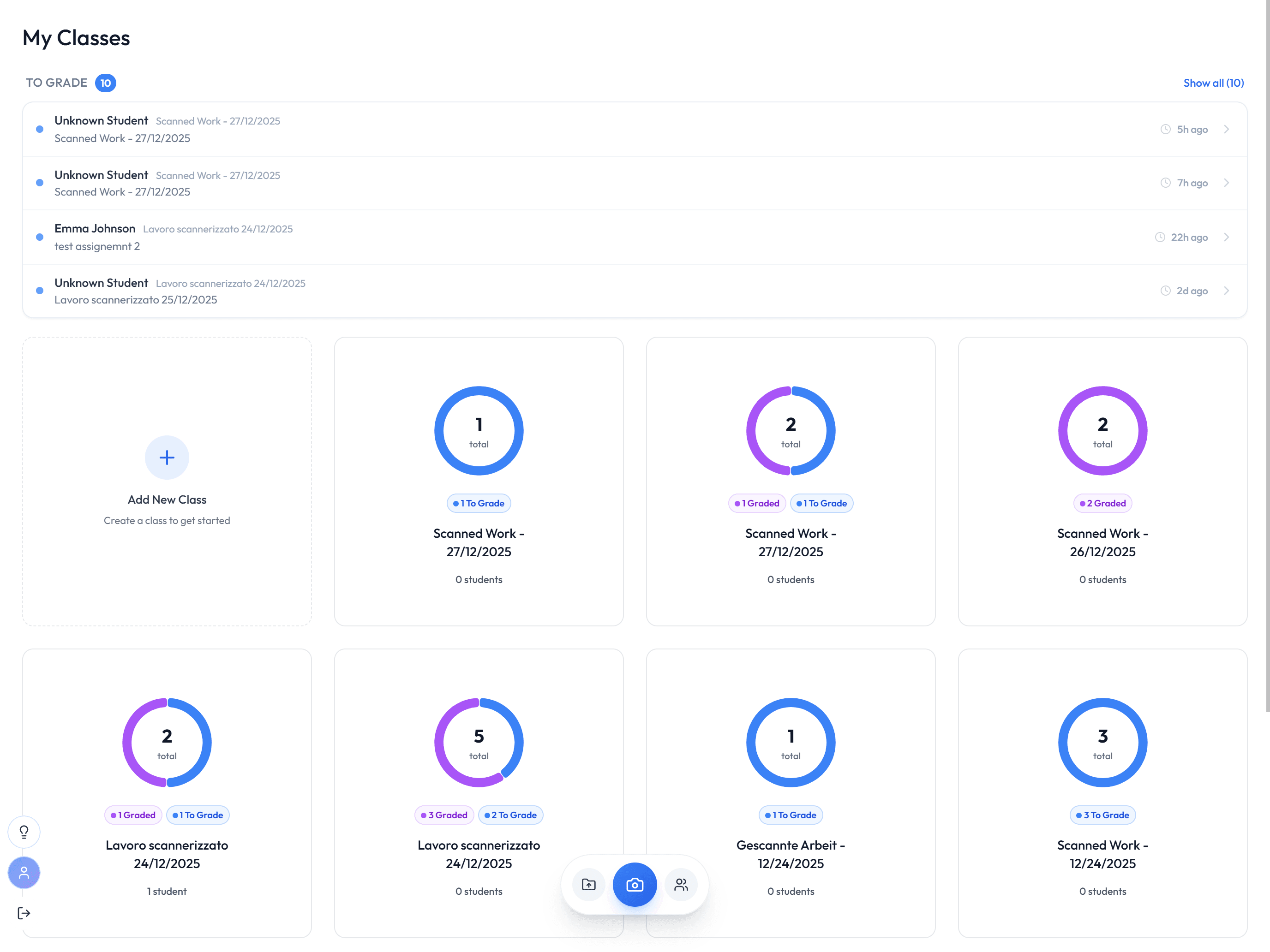 All classes and assignments in one place