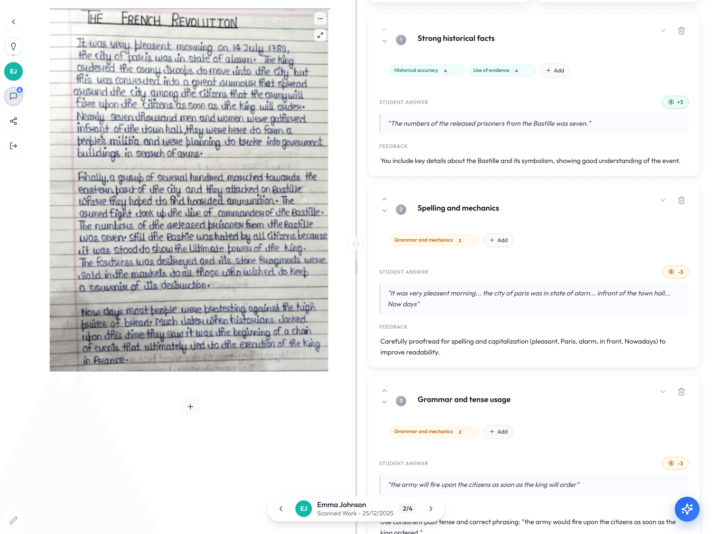 Highlight student work and give targeted feedback