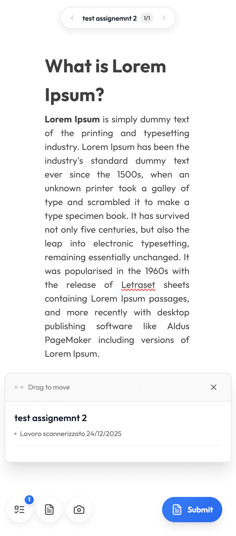 A clear workspace for student work